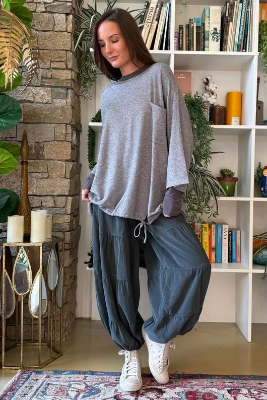 Sander Pull Tie Fine Knit Grey Marl